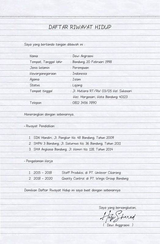 CV Tulis Tangan 