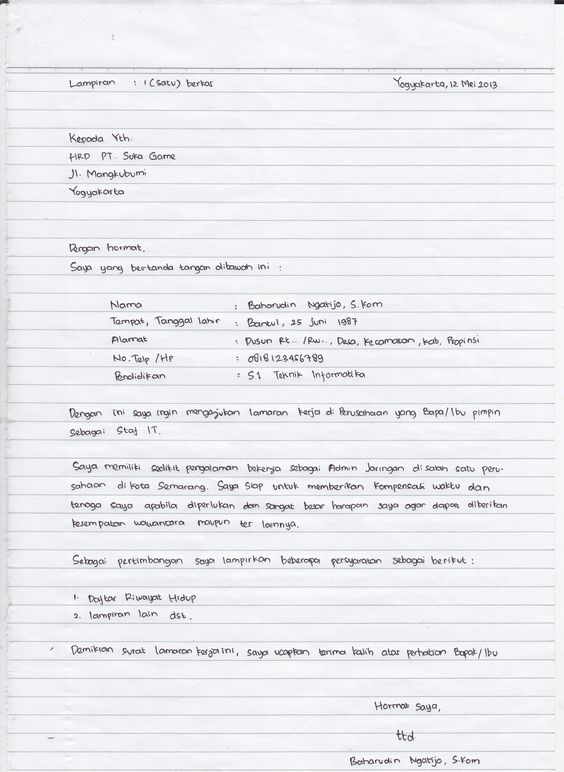 CV Tulis Tangan